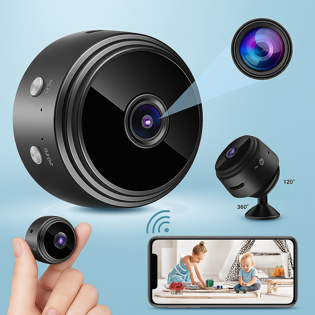 AB SmartEye Mini Wireless WiFi Security Camera | HD 1080p Indoor Video Recorder with Low Light Vision | Portable & Magnetic | Home, Office, and Baby Monitor